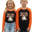 Toddler Halloween Shirts Boys Girls Spooky Pumpkin Skeleton Graphic Sweatshirt Halloween Kids Long Sleeve Tops 2-9 Years (Black4)