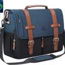 MATEIN Messenger Bag for School with USB Charging Port, Large Crossbody Satchel 15.6 inch Student College Laptop Bags with Shoulder Strap, Water Resistant Work Computer Briefcase for Office Commuting (Black-blue)