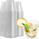FOCUSLINE 9 oz Silver Plastic Cups, Disposable Clear Fancy Hard Plastic Cups, Silver Glitter, Heavy Duty, Reusable,100 Count