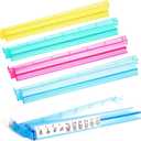 Mahjong All-in-One Tile Rack & Pusher, Clear Acrylic Mahjong Rack and Pusher Combo, Modern American Majiang Tile Racks Set of 4 (Multi-Color)