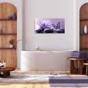 TutuBeer 1 Panel Purple Canvas Wall Art Purple Pictures Spa Stone with Water Lily Butterfly on the Water Pictures Poster Zen Wall Art for Living Room Bedroom Ready to Hang, 12x24 Inches