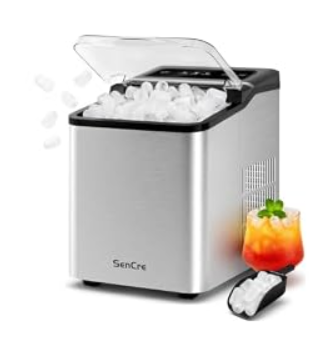 Ice Makers Countertop, 26.5Lbs/24H Ice Machine with 2 Sizes Bullet Ice, 9 Ice Cubes Release in 6 Mins, Self-Cleaning Portable Ice Maker with Ice Scoop and Basket for Home Kitchen Office Bar RV
