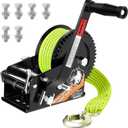 Boat Trailer Winch, Heavy Duty Hand Crank winch with 33FT Strap, 2- Way Ratchet and Ratio 4:1/8:1Gear Two Speed Switchable 2500 lbs Boat Winches for Trailers, Towing Truck, ATV, RV and Jet Ski (Green)