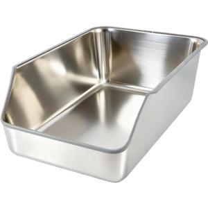 Stainless Steel Cat Litter Box with High Sides,Jumbo XL Extra Large Metal Kitty Litter Pan,Low Entry Cat Box for Indoor Kittens & Big Cats,Non Sticky,Non-Slip Bottom,Easy to Clean (L)