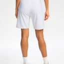 Soothfeel Women's 7" Athletic Running Long Shorts with Pockets High Waisted Bermuda Shorts for Women Workout Walking Casual (White, XL)