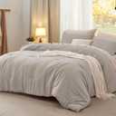 Bedsure Queen Comforter Set, Linen Soft Prewashed Bedding for All Seasons, 3 Pieces GentleSoft Bed Set, 1 Lightweight Comforter (90"x90") and 2 Pillowcases (20"x26")