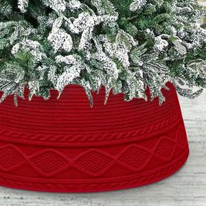 Malier Christmas Tree Collar, 30 Knit Xmas Tree Collar, Christmas Tree Collars for Artificial Trees, 11" Extra Tall Tree Stand Base Cover Ring Skirt for 6 ft 9 ft Tree (Red, 11''H  30" W)