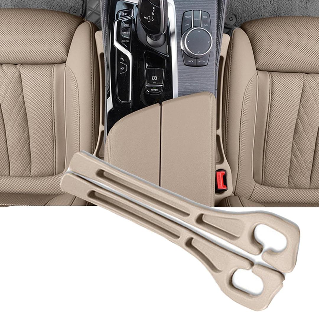 YANTING Car Seat Gap Filler Fit for Cars, SUVs & Trucks,Flexible Multifunctional No Drop Seat Guard with Organizer,2 Pack Car Gap FillerPrevent Falling,Gap Storage with Seat Belt Holes (Beige)