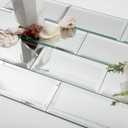 Lovdeco Mirror Peel and Stick Tile, Beveled Subway Mirror Backsplash 3x6 Inch for Kitchen Bathroom Wall (40 Pcs, 5 SQ.FT.) (Silver)