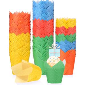500 Counts Muffin Liners Birthday Party Decorations Tulip Cupcake Liners Grease Proof Assorted Color Cupcake Baking Wrappers for Wedding Theme Birthday Party Baby Shower Supplies