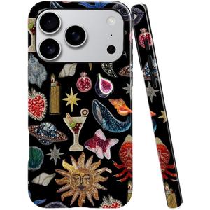 Case for iPhone 17 Pro,Fits Glossy Case Design for Girl Women,Sun Moon Star Collage