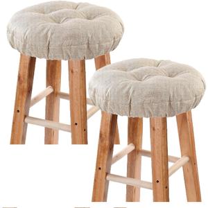 Bar Stool Covers Set of 2, Stool Covers Round with Elastic Band Pad, Soft Stool Seat Covers, Nonslip and Washable, 12 Inch, Beige