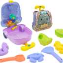 Sand Toy Suitcase for Sculpture Shovel Mold Seaside 8Pcs Beach Water Play Party Favor Sandcastle for Play (Q, Gray)