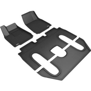 3D MAXpider Custom Fit Kagu Floor Mat (Black) Compatible with Tesla Model X 6-Seat w/ Center Console 2016-2019 -R1 R2 R3