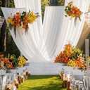 10 Panels White Ceiling Drapes for Weddings, 5ft x 30ft Chiffon White Draping Fabric for Birthday, Sheer Fabric Ceiling Curtains for Photo Background Ceremony Party Decoration, 60"W x 360"L