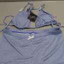 ZAFUL Women's Gingham Bikini Shorts Set, Halter Y2K Boyshort Bikini Two Piece Bathing Suit Shorts Swimsuits for Vacation (Large, Blue Plaid)