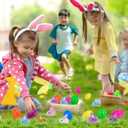 24 Pack Easter Egg Fillers with Easter Bunny Plush Easter Eggs with Toys Inside, Mini Easter Stuffed Animals Easter Eggs Hunts Party Favors Easter Basket Stuffers for Kids Toddler Teens Boys Girls