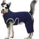 Kuoser Dog Surgery Recovery Suit, Professional Dog Surgical Suit for Back Legs, Soft Dogs Recovery Sleeve to Prevent Licking Biting Wounds, Dogs Onesie After Surgery Elbow Protector, Blue 2XL (2X-Large (Back: 21.25"; Chest: 33.07"))