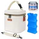 Mancro Breastmilk Cooler Bag with Ice Pack, Fits 6 Insulated Baby Bottles Up to 9 Ounce, Breast Milk Cooler for Nursing Mom (Cream)