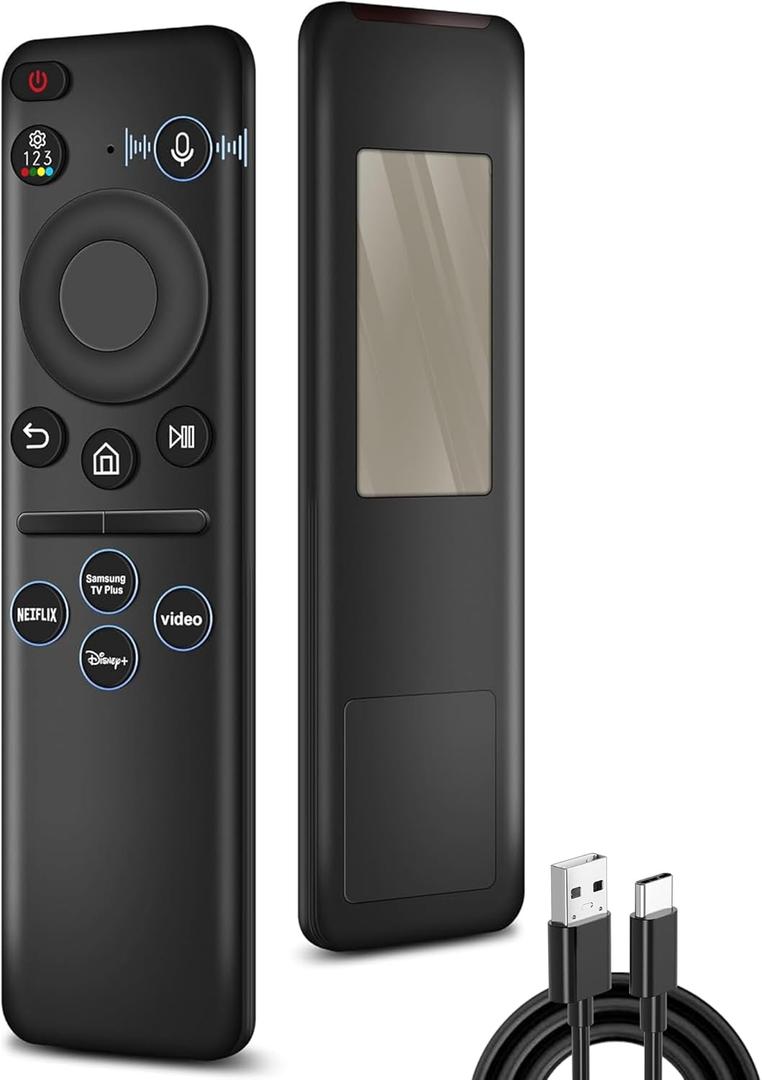 Replacement for Samsung TV Remote, for All 2019-2025 Samsung Remote Control for Smart TV with Voice Control, with Rechargeable Solarcell, USB-C Charging