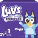 Luvs Size 1 Baby Diapers, Platinum Protection Bluey Diapers for Day & Night, Size 1, 294 Count