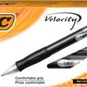 BIC Velocity Retractable Ballpoint Pens, Medium Point (1.0 mm), Black Ink Pens, 12-Count Pack, With Comfortable Grip