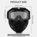 Mask with Detachable Goggles for Riding, Cutting, Mowing& Weedeating Grass, Anti-Dust, Lightweight, Large Viewing Hood, Headset and Helmet Compatible, Black