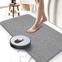 Upgraded Bathroom Rugs 24x48Inch, Thin Bath Mat with Rubber Backing Non-Slip, Absorbent,Quick Dry Machine Washable, Home Decor Accessories Cozy Cloth Bathroom Mat fit Under Door/Sink/Tub/Shower-Gray