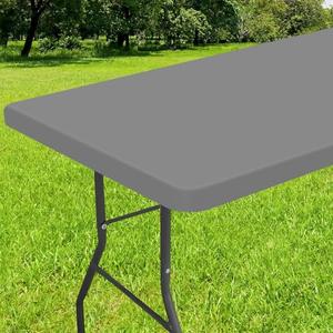 Smiry Rectangle Tablecloth, Elastic Fitted Flannel Backed Vinyl Tablecloths for 4ft Folding Tables, Waterproof Wipeable Table Covers for Indoor, Outdoor, Picnic and Camping (Gery, 24"x48")