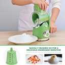 SUSTEAS Rotary Cheese Grater with Handle,Vegetable Slicer with 6 Interchangeable Blades, Reinforced Suction,Easy to Clean,Kitchen Chopper for Crushed Ice,Fruits and Nuts with Blade Storage Case,Green