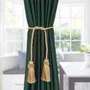 Curtain Tiebacks Handmade Decorative Curtain Holdbacks Rope with Tassel (Gold, 6P)