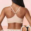Front Closure Bras for Women Magnetic Deep V Bra Racerback Wireless Seamless Bralettes Comfy No Underwire Jelly Bra (Beige, S)