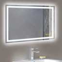 Wall-Mounted LED Square Bathroom Mirror, Makeup Mirror (36 inches x 24 inches,) 3 Color Stepless Dimmable Memory Bathroom Vanity Mirror with Lights CRI90+ 3000-6400K Smart Mirror with Touch (Inlaid)