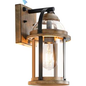 OKELI Dusk to Dawn Outdoor Wall Lights, Waterproof Lighting Fixtures Rustic Farmhouse Wall Lanterns with Clear Glass Shades Anti-Rust Outside Lights for Garage Patio Porch(Brown, 1 Pack)