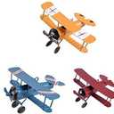 3pc Vintage Metal Planes Model Iron Retro Aircraft Glider Biplane Pendant Model Airplane,Christmas,Home Decor,Ornament,Desktop Decoration