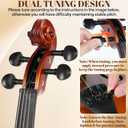 Kmise Violin 1/2 Size Starter Kit for Students Beginners Adults, Quality Ebony Acoustic Fiddle Set with Hard Case, Bow, Rosin, Extra Strings, Shoulder Rest, Guide & Chart