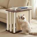 Veehoo Couch Protector from Cat Claws, Couch End Table with Cat Scratch Panel and Scratching Posts, Pet Corner Sofa Side Table Scratcher, Back Walnut, Left