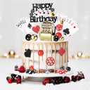 Beeveer 42 Pcs Casino Cake Topper Decorations with Candles Poker Game Chips Player Happy Birthday Cake Pick Set for Las Vegas Scene Birthday Party Decoration