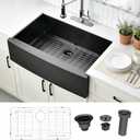 VALISY Black Farmhouse Sink 33 Inch, 33x22 Apron Front Farmhouse Kitchen Sink, 16 Gauge Stainless Steel Undermount Deep Single Bowl Luxury Rustic Farm Sinks with Dish Grid and Drainer