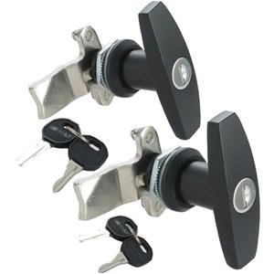 2PCS T Handle Lock Keyed Alike RV Garage Cabinets Letter-Box Drawer Black (3"x2.3")