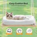 Cat Window Perch, Cat Hammock Bed with Solid Wood Seat 4 Heavy Duty Suction Cups, Plush Cushion, Indoor Pet Window Hammock for Cats for Large Cats