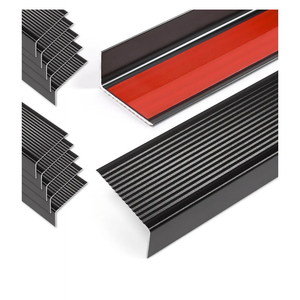 36" Metal Stair Nosing, 10-Pack Self Adhesive Aluminum Stair Edge Protector, Non Slip Stair Treads, for Indoor Outdoor Staircases (36 x 1.6 x 0.8in, Black)