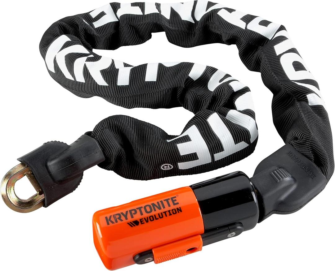Kryptonite Evolution 1090 Bike Chain Lock, 3 Feet Long 10mm Steel Chain Heavy Duty Anti-Theft Sold Secure Gold Bicycle Chain Lock with Keys for Bike, Motorcycle, Scooter, Bicycle, Door, Gate, Fence