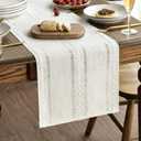 Artoid Mode Beige Rustic Cotton Linen Table Runner, Seasonal Embroidered Hollow Kitchen Dining Table Decoration for Home Party Decor 13x60 Inch