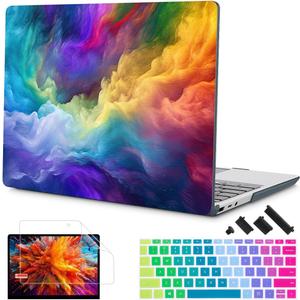 Mektron Case for 13.5" Microsoft Surface Laptop 5/4/3 with Metal Palm Rest Model 1951/1868, 2019/2021/2022 Release Plastic Hard Shell Cover with Screen Protector + Keyboard Cover, Rainbow Cosmic