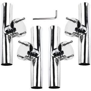 NovelBee 4-Pack Boat Fishing Rod Holder,Stainless Clamp on Fishing Rod Pole Holder for Rails 1-1/4" to 2" ( Tournament Style )