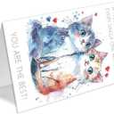 2 x Cat Valentines Day CardsCute Valentines Day Gifts for Her Him, Cat Valentines Day Card Gifts for Wife Husband Boyfriend Girlfriend (Greeting Card-118)