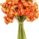 Alupssuc 30Pcs Ranunculus Artificial Flowers Faux Silk Mini Ranunculus, Spring Flowers Artificial Indoor for DIY Bouquets, Bulk Fake Wedding Filler Flowers for Bride Decorations & Arrangements, Citrus Orange