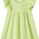 pureborn Toddler Girls Sleeveless Summer Dresses 1-8 Years (Green)