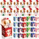 Blueweenly 24 Sets Christmas Mini Plush Gift with Box Christmas Stuffed Animal Keychain with Santa Cap Tiny Plush Set for Xmas Party Stocking Fillers Exchange Gifts(Dog)